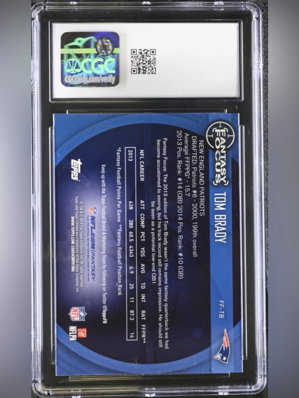 2014 Topps Chrome Tom Brady Card - GOAT CGC - 9